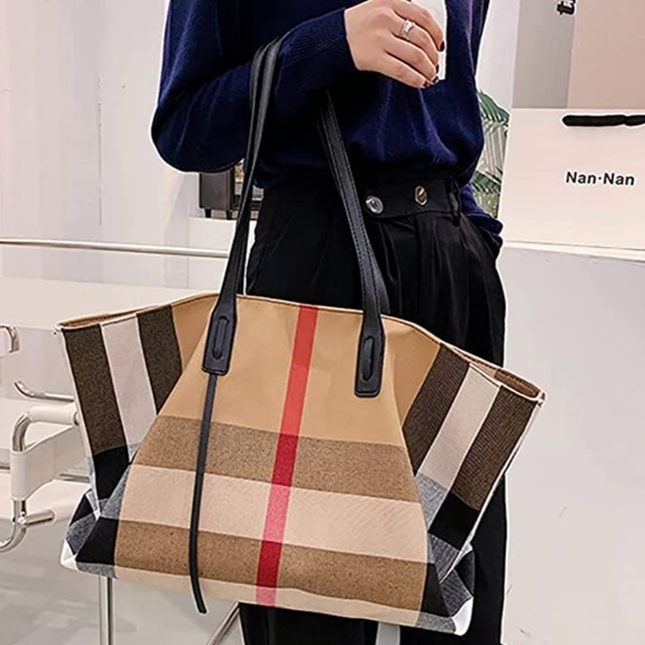 Large Plaid Slouchy Shoulder Bag - Picture 6 of 9